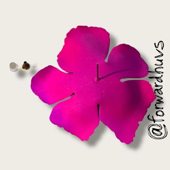 Hand Crafted Oversized Fuchsia Porcelain Floral Earrings - Picture 6 of 8